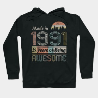 Vintage 1991 Made In 1991 29th Birthday 29 Years Old Gift Hoodie